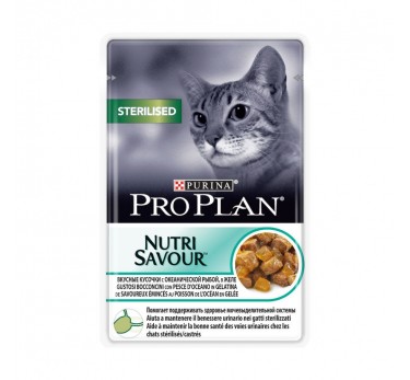 ПРО ПЛАН Влажный корм Purina Pro Plan для стерилизованных кошек и кастрированных котов, океаническая рыба в желе, пауч, 85 г